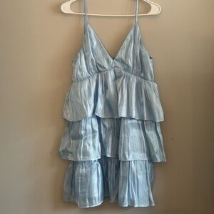 TCEC Light Blue Satin Ruffle Dress – Women’s